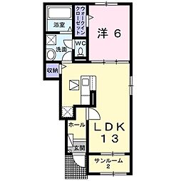 甲府市上今井町アパート 1LDKの間取図画像