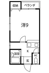 リラックス 1Kの間取図画像