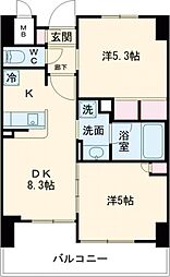 エステムプラザ神戸西4インフィニティ 2DKの間取図画像