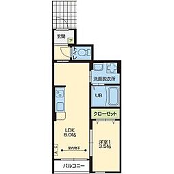 Casa de La Paz(カーサ デ ラパス) 1LDKの間取図画像