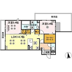 D-ROOM折尾駅前 2LDKの間取図画像