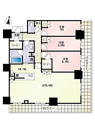 グランクロスタワー広島 3LDKの間取図画像