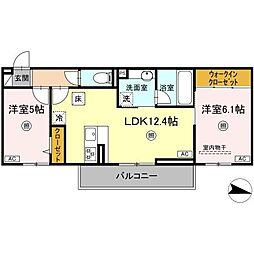 クオリティパレス真砂 2LDKの間取図画像