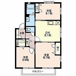 さぎた 3DKの間取図画像
