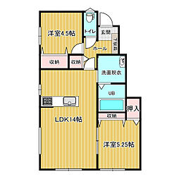 クレストガーデン 2LDKの間取図画像