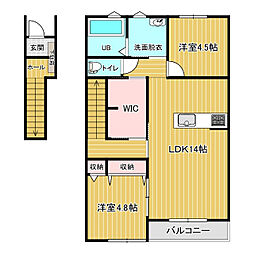 クレストガーデン 2LDKの間取図画像
