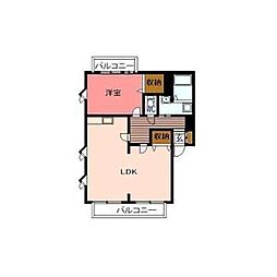 優泰佳ガーデンコートH2棟 2LDKの間取図画像