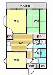 エトワールド宮浦 3DKの間取図画像