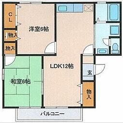 ベル・ファミールB 2LDKの間取図画像
