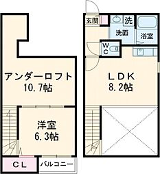 熊本市西区池上町アパート 1LDKの間取図画像