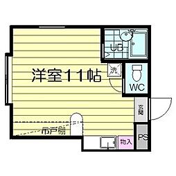 ロイヤルハイツ東八 ワンルームの間取図画像