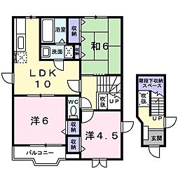 ジェミネスB 3LDKの間取図画像