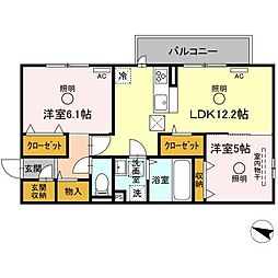 ラ・メゾンドゥ 2LDKの間取図画像