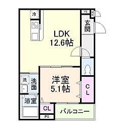 大阪市鶴見区今津中5丁目アパート 1LDKの間取図画像
