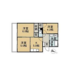 ハイツ力 3Kの間取図画像