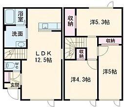 苫小牧市東開町1丁目アパート 3LDKの間取図画像