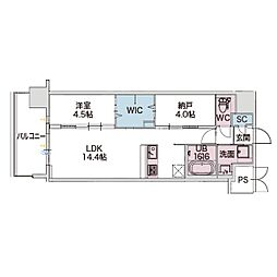 Draw上本町 1SLDKの間取図画像