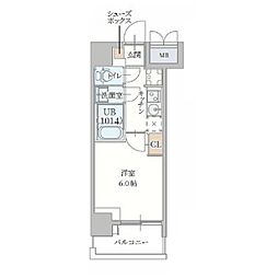 プランドール新北野 1Kの間取図画像
