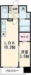 レジエル保田窪 1LDKの間取図画像
