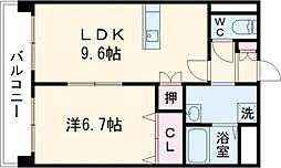 DREW一番館 1LDKの間取図画像