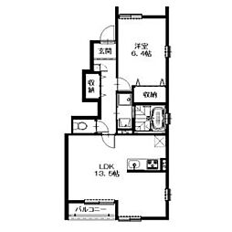 アムレット 1LDKの間取図画像