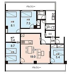 Kcourt 4LDKの間取図画像