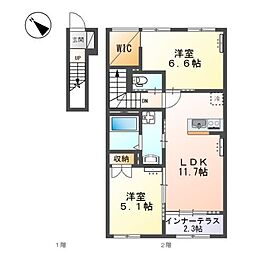 仮)スターテラスII宇都宮市下栗新築アパート 2LDKの間取図画像