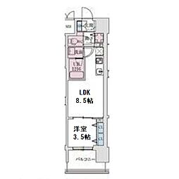 大阪市中央区松屋町住吉マンション 1LDKの間取図画像