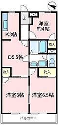 ハイネス狭山台 3DKの間取図画像
