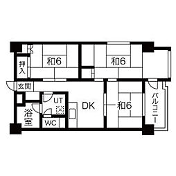レジデンス清水台 3DKの間取図画像