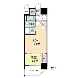 プライムアーバン南森町 1LDKの間取図画像