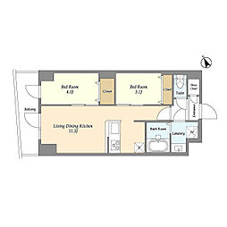 アルファコート曳舟2 2LDKの間取図画像
