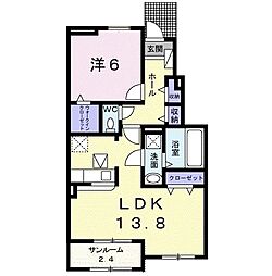 Sキャメロン1 1LDKの間取図画像