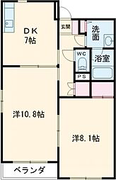 メゾン・ド・ヘイハチ 2DKの間取図画像