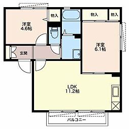 ハイムフローラルA 2LDKの間取図画像