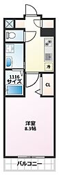 メルキオール 1Kの間取図画像