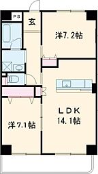 サンクリスタル 2LDKの間取図画像
