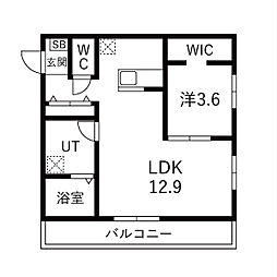 Toyoda Fika 1LDKの間取図画像