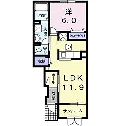 プレジール 1LDKの間取図画像