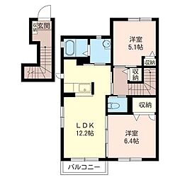 ボナールハイム 2LDKの間取図画像