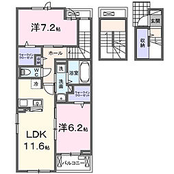 ルピナス ココ 2LDKの間取図画像