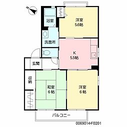 レガート外町F棟 3Kの間取図画像
