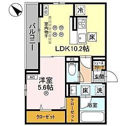 グリーンハイツA 1LDKの間取図画像