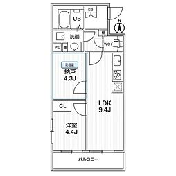 THE PALMS MUSE 新江古田(ザパームスミューズシ 1SLDKの間取図画像