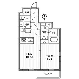 THE PALMS MUSE 新江古田(ザパームスミューズシ 1LDKの間取図画像