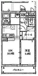 フルール小池原 1LDKの間取図画像
