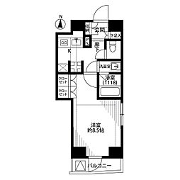 プレール・ドゥーク東陽町 1Kの間取図画像