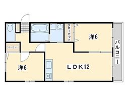 レトア木屋瀬2 2LDKの間取図画像