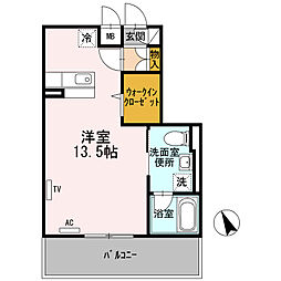 ヴェルテュー・デュ・シャトー　A館 2階ワンルームの間取り