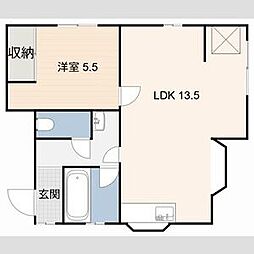 中切ハイツ 1LDKの間取図画像